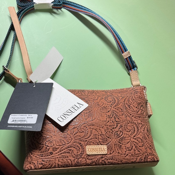Consuela Handbags - Consuela Sally Midtown Brown Embossed Leather Crossbody Bag